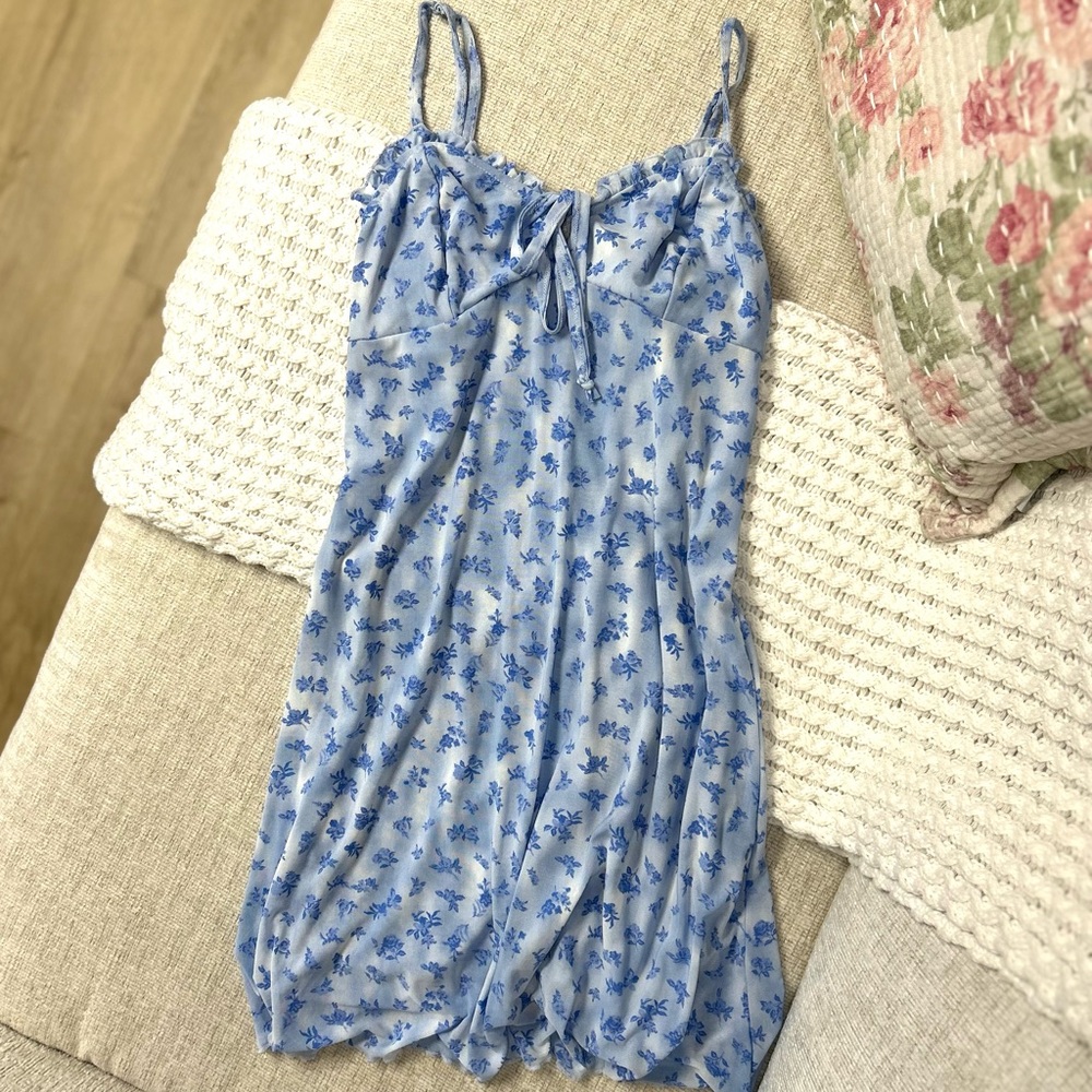 Blue Floral Mini Dress